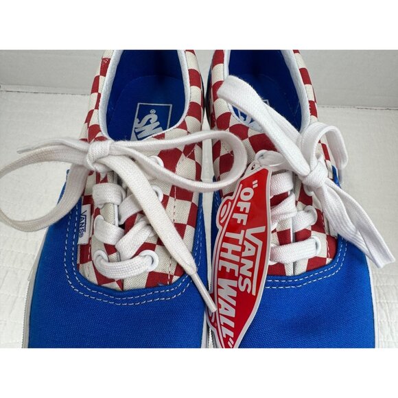 NWT Vans Youth Unisex Era 2-Tone Red/Blue Checkerboard Lace Up Skate Shoe 4 - Picture 8 of 8